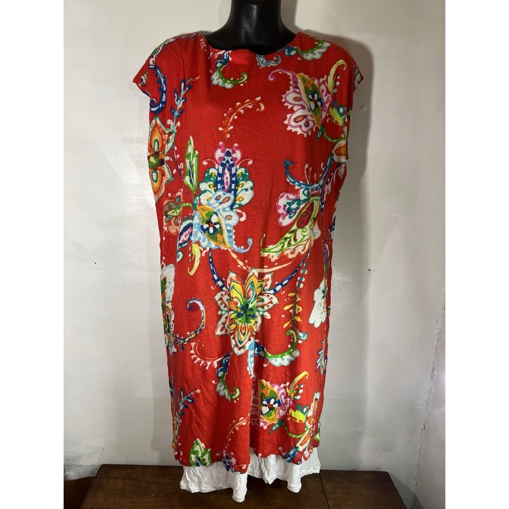 Vtg Y2k Ralph Lauren Paisley Floral Dress XL  Osfm Vacay Beach Resort Cozy Home